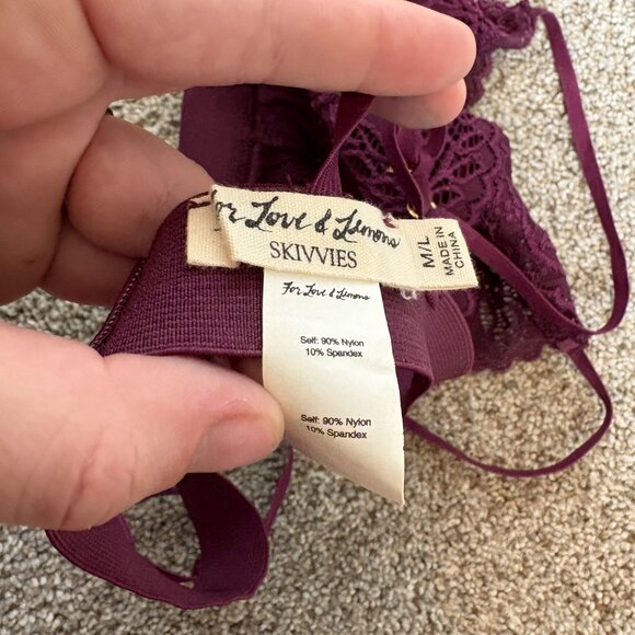 For Love & Lemons Skivvies Lace Bra Bralette Size M/L Maroon Lacy Sexy - Picture 11 of 13